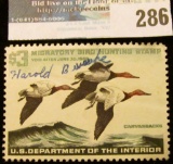 RW32 1965 Federal Migratory Bird Hunting and Conservation Stamp, signed, no gum.