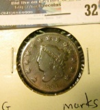 1833 U.S. Large Cent, G, marks.
