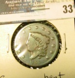 1835 U.S. Large Cent, G, bent.