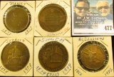 (5) Different Iowa Centennial Medals, includes: Silver City #222, Sanborn, Rockwell City 2nd Issue,