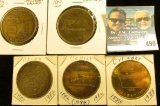 (5) Different Iowa Centennial Medals, includes: Cylinder, Collins #099, Akron, Yorktown, & Missouri