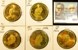 1982, 83, 84, 85, & 86 Annual Tulip Time Festival Medallions, all 39mm, Gem BU, Brass.