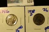 1936 AND 1938-D BUFFALO NICKELS