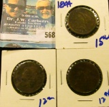 1844 AND TWO NO DATE LARGE CENTS