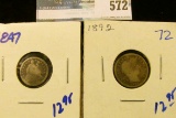 1892 BARBER DIME AND 1847 SEATED HALF DIME