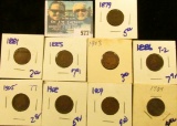 INDIAN HEAD CENT LOT INCLUDES 1909, 1908, 1886 TYPE 2, 1879, 1909, 1903, 1881, 1885, AND 1905