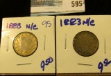 1883 NO CENTS V NICKEL AND GOLD 1883 NO CENTS RACKETTEER NICKEL