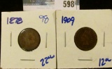 1909 AND 1878 INDIAN HEAD CENTS