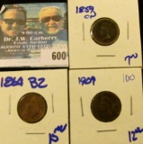 1859-CN, 1864, AND 1909 INDIAN HEAD CENTS