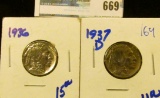 1936 AND 1937-D BUFFALO NICKELS