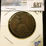 1827 BRITISH HALF CENT- KM NUMBER 692 - KING GEORGE THE FOURTH ON THE FRONT