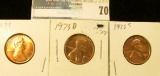 1973 P, D, & S U.S. Lincoln Cents, Red Gem BU.