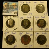 PROOF KENNEDY HALF DOLLAR LOT INCLUDES 1974-S, 87-S, 83-S, 74-S, 78-S, 01-S, 80-S, AND 90-S