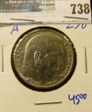 1936-A SILVER 5 MARK COIN FROM GERMANY