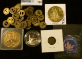 SMALL BAG OF LOUISVILLE TRANSIT TOKENS, APOTHECARY WEIGHT, STATUTE OF LIBERTY PROOF HALF DOLLAR, NAT