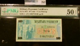 10 CENT MILITARY PAYMENT CERTIFICATE SERIES 692 GRADED ALMOST UNCIRCULATED EXCEPTIONAL PAPER QUALITY