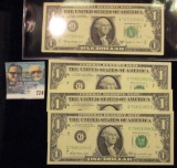 THREE CONSECUTIVE SERIES 1969-A ONE DOLLAR NOTES AND 2 CONSECUTIVE SERIES 1963-B ONE DOLLAR NOTES