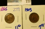1903 AND 1865 INDIAN HEAD CENTS