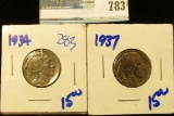 1934 AND 1937 BUFFALO NICKELS