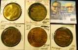 (5) Different Iowa Centennial Medals, includes: Amber, Cedar Rapids, Auburn, Alta, & Adair, Iowa.