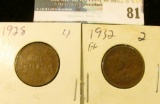 1928 & 32 Canada Small Cents.