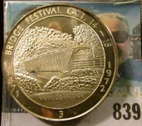 1871 Bridge Festival Oct. 14-15, 1972 #3 Proof Sterling Silver Medal from Wintersett, Iowa. 39mm.