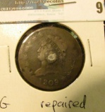 1809 U.S. Large Cent, G, interesting repair.