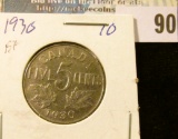 1930 Canada Nickel, slightly better grade.