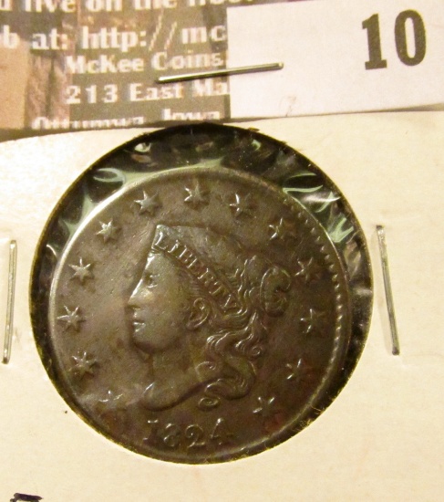1824 Large Cent, VF.