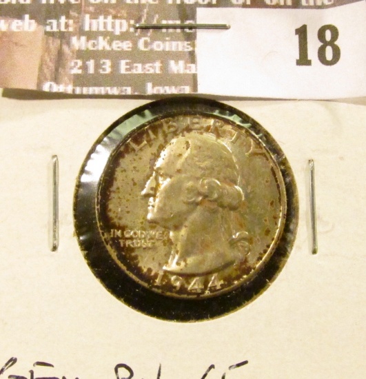 1944 D Silver Washington Quarter, GEM BU 65.