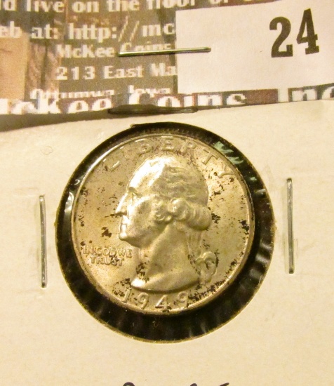 1949 D Silver Washington Quarter, GEM BU 65.