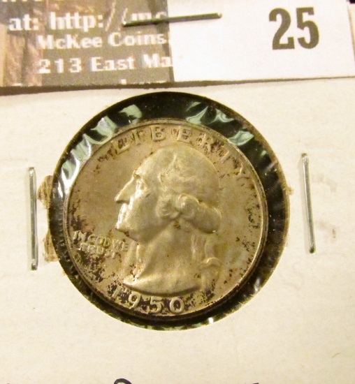 1950 D Silver Washington Quarter, GEM BU 65.