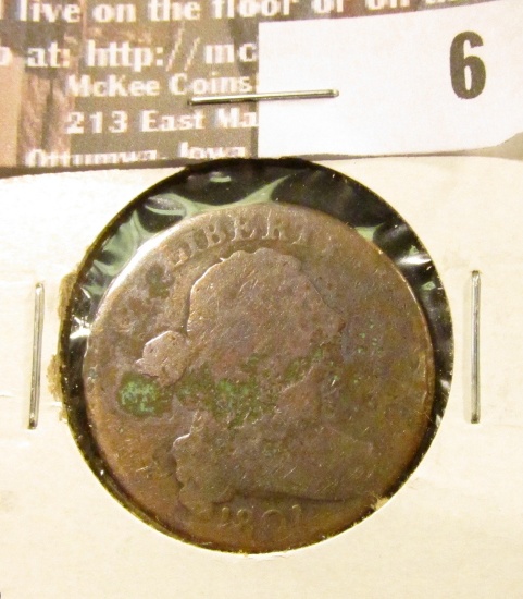 1801 Large Cent, Good, corrosion.