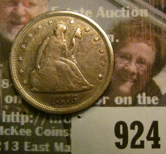 924 _ 1875 S U.S. Twenty Cent Piece, Fine.