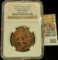 1954 IA BRASS 32mm AFTON CENTENNIAL TOKEN MS 65 NGC slabbed.