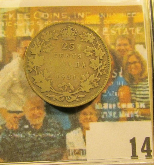 1931 Canada Silver Quarter, VG.