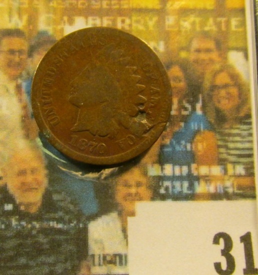 1870 Indian Head Cent, About Good.