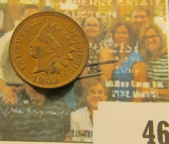 1902 Indian Head Cent, Nice Chocolate Brown AU.