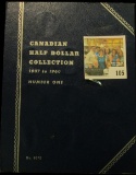 Blue Whitman folder for Canada Half Dollars & 1957 Canada Silver Half Dollar, BU.