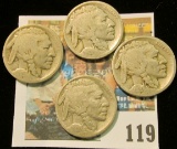 (4) 1920 S Semi-key Date Buffalo Nickels, all AG-G.