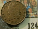 1834 Classic Head U.S. Half Cent, VG with a reverse pit.