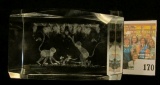 Heavy Lead Glass Hologram Style cubicle of Monkies. In original box.