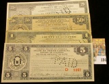 1934 four-piece set of Depression Scrip .25c, .50c, $1, & $5 State of North Carolina, County of Guil