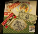 (5) Attractive near mint condition Cigar Box labels & a Series 1934C $20 Federal Reserve Note from S