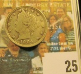 1904 Liberty Nickel, Fine.