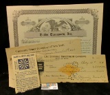 1920 Constantinople, Greece Check against Letter of Credit for $100, complete with Stamp; 1901 Check