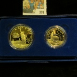 1986 S Statue of Liberty Two-Coin Commemorative Set, Half-dollar & Dollar, Gem BU. In original box o