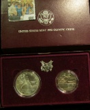 1902 Olympics Two-Coin Gem BU Set in original case of issue. Contains the Silver Dollar & Half-Dolla