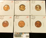 1960 P Large Date, 61 P, 62 P, 63 P 64 P, & 68 S U.S. Proof Lincoln Cents.
