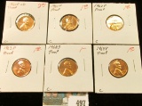 1960 P Large Date, 61 P, 62 P, 63 P 64 P, & 68 S U.S. Proof Lincoln Cents.